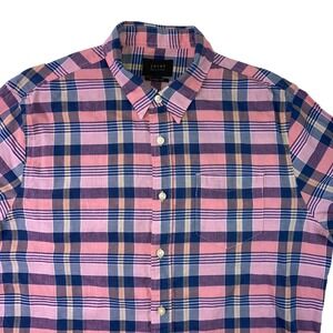 Jachs New York Men's Large Pink Madras Plaid Shirt Classic Fit Button Up Cotton